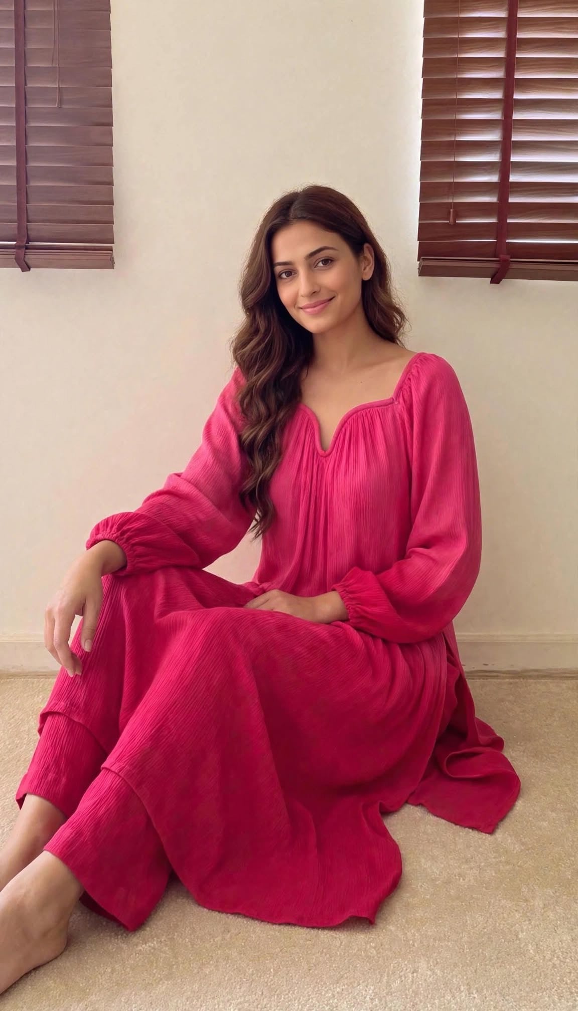 The Valentina Kurta Set : Fuchsia Ombré