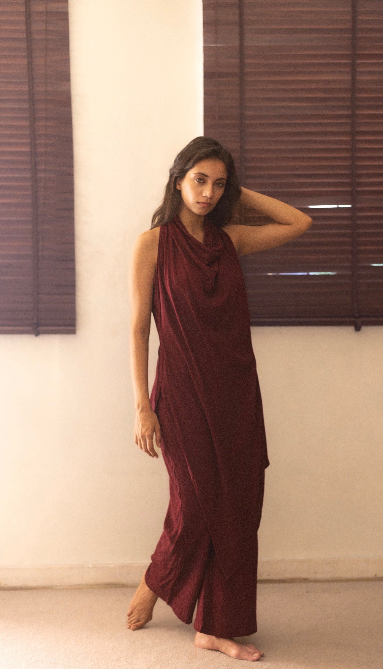The Wave Drape Set : Hickory Brown