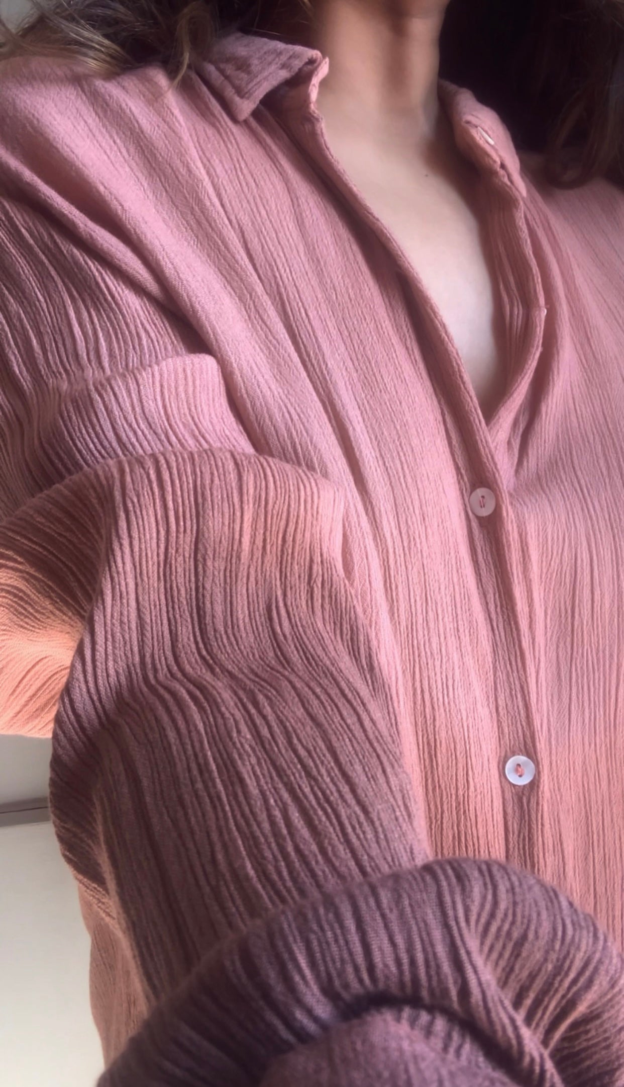 The Pluto Shirt : Dusty Mauve Rose & Brown Ombré
