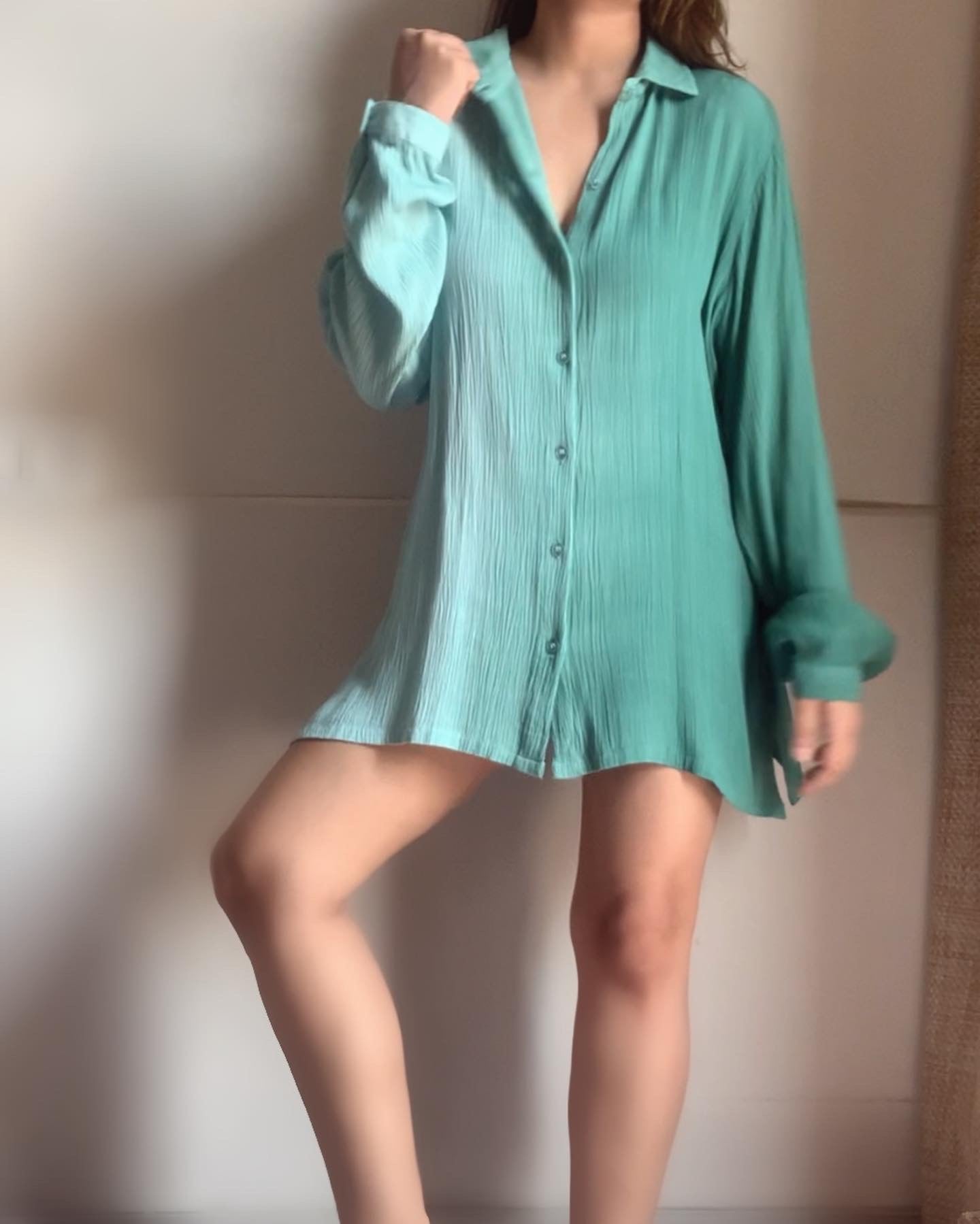 The Aura Shirt : Light Teal And Sea Green Ombré