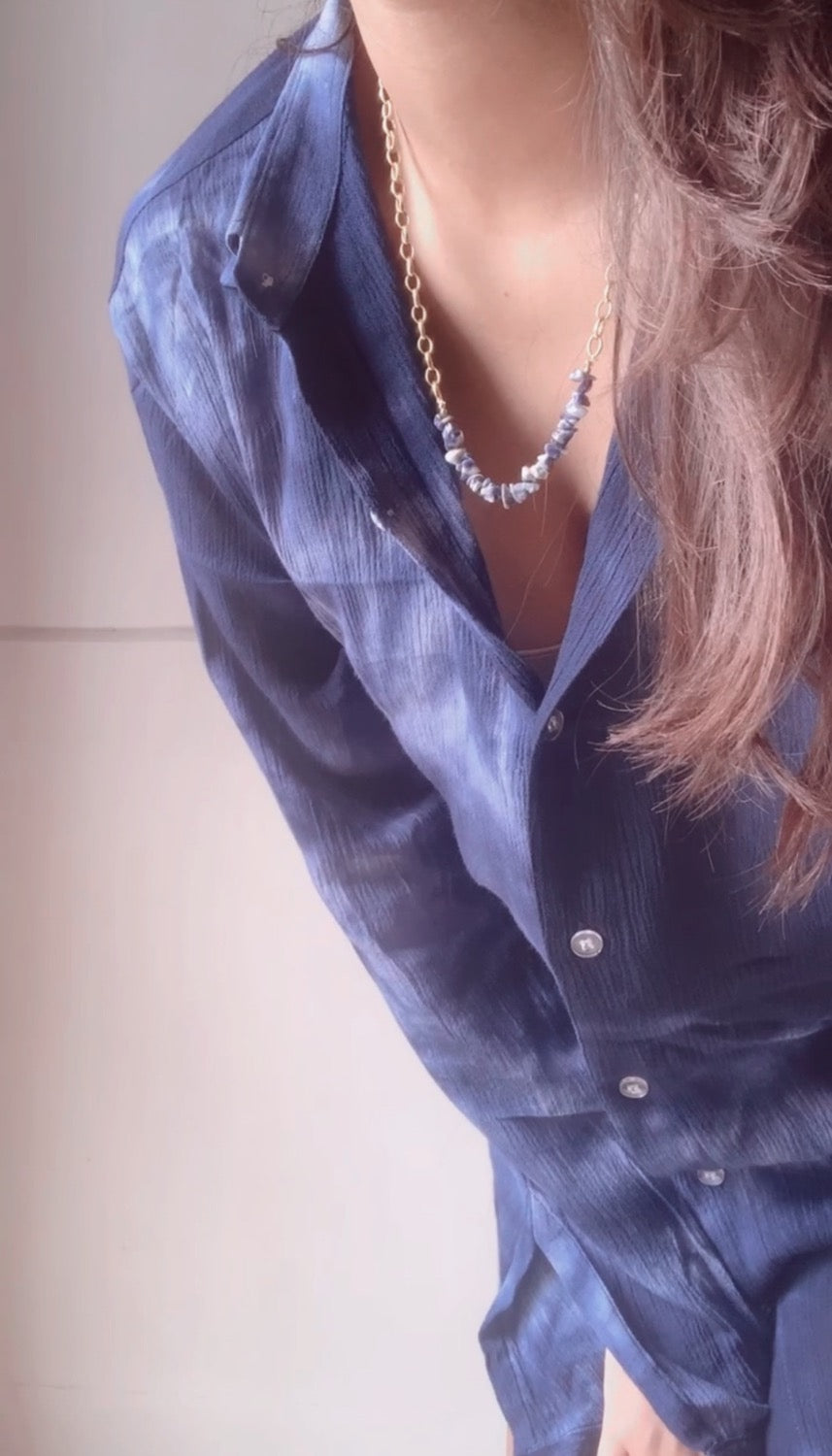 DARK SEVEN SEAS SAND SHIRT + LAPIS CHAIN