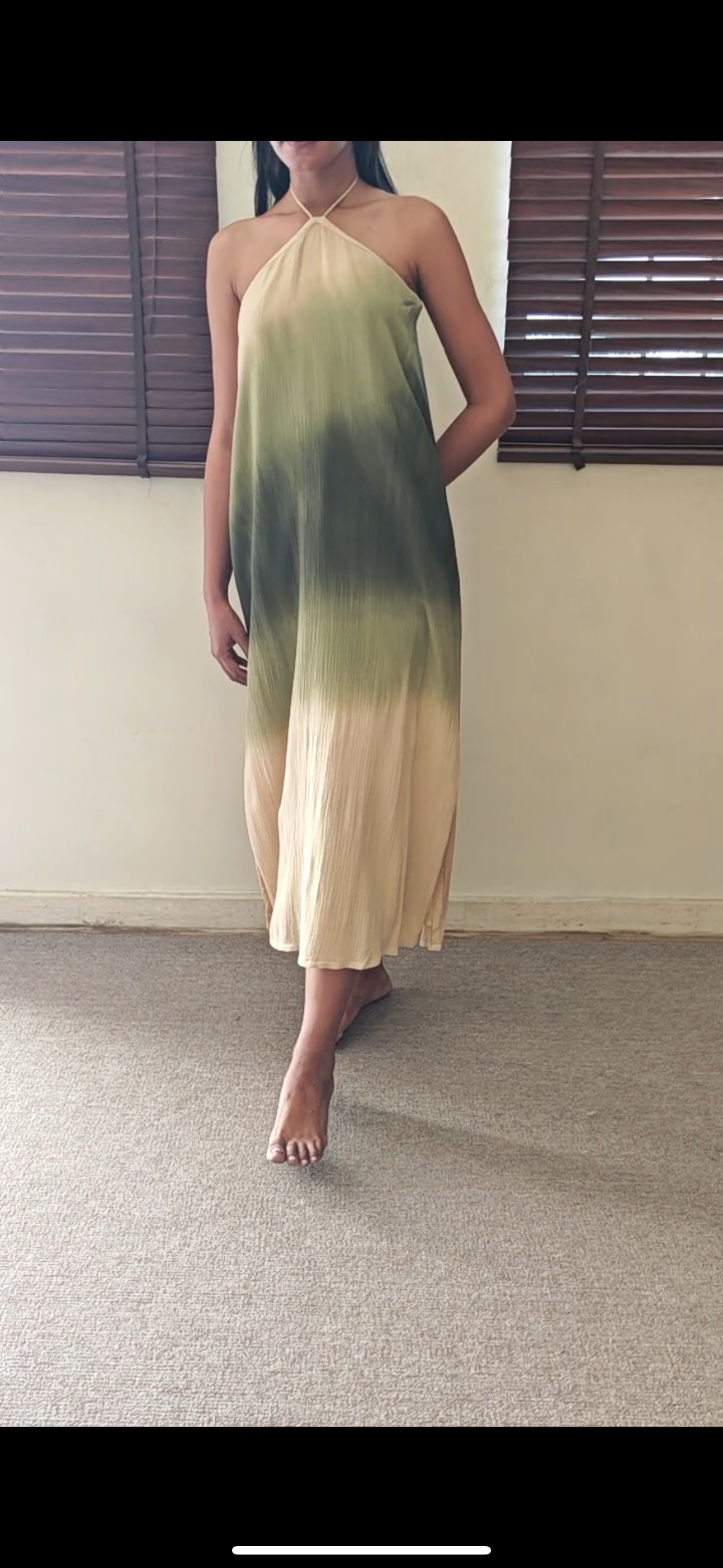 The Misty Shore Dress : Beige And Olive Ombré