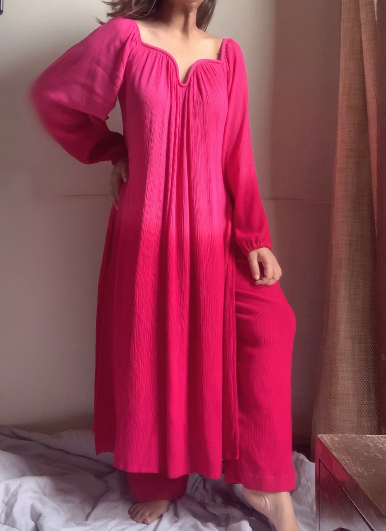 The Valentina Kurta Set : Fuchsia Ombré