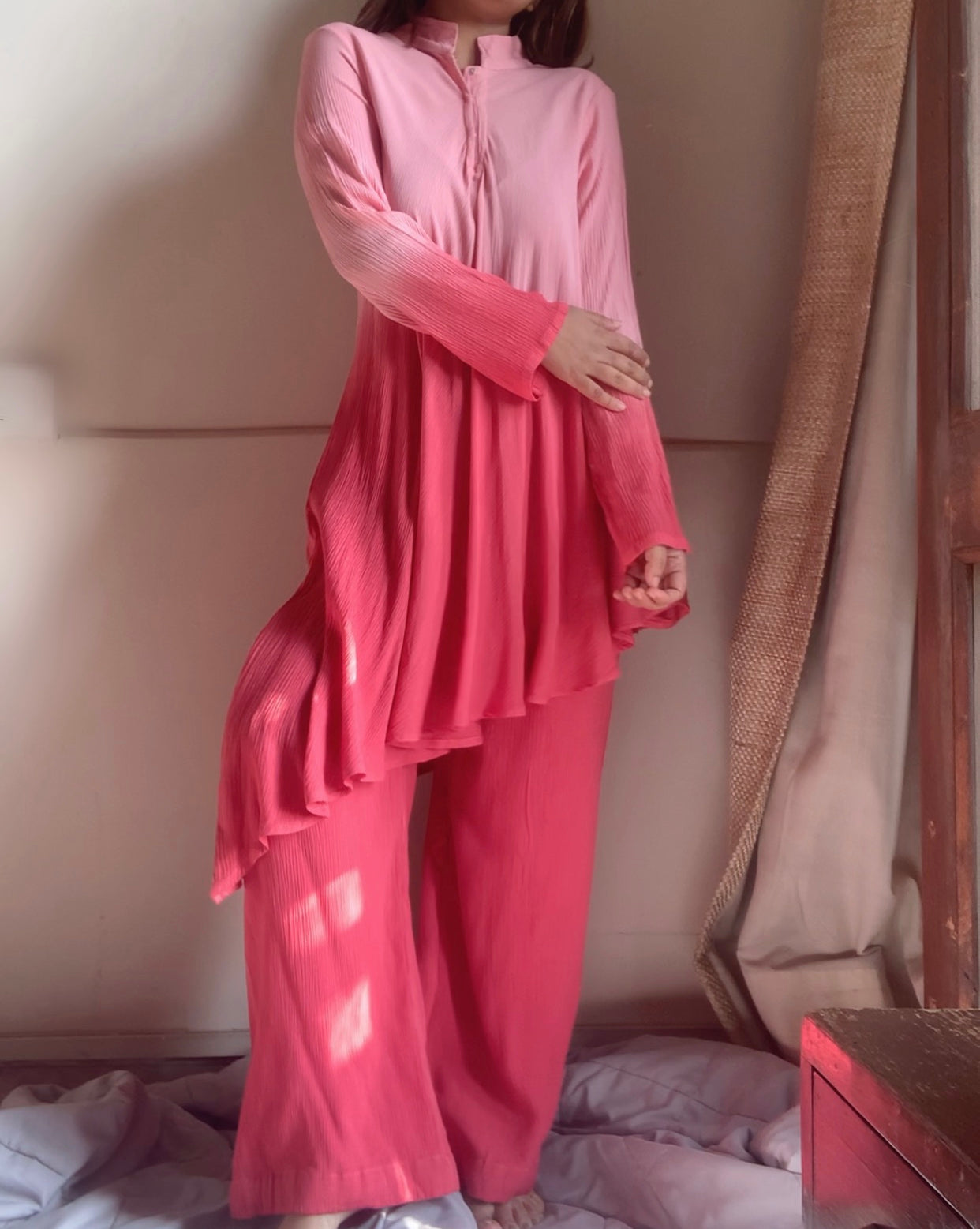 The Cora Set With Sleeves : Light Pink Ombré