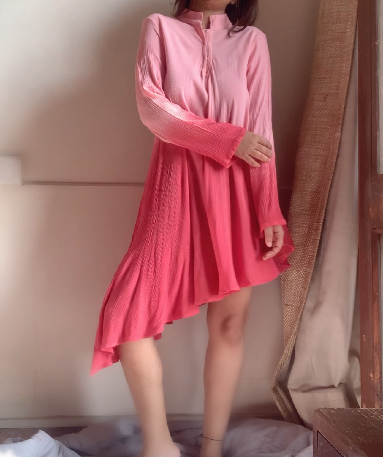 The Cora Top With Sleeves : Light Pink Ombré