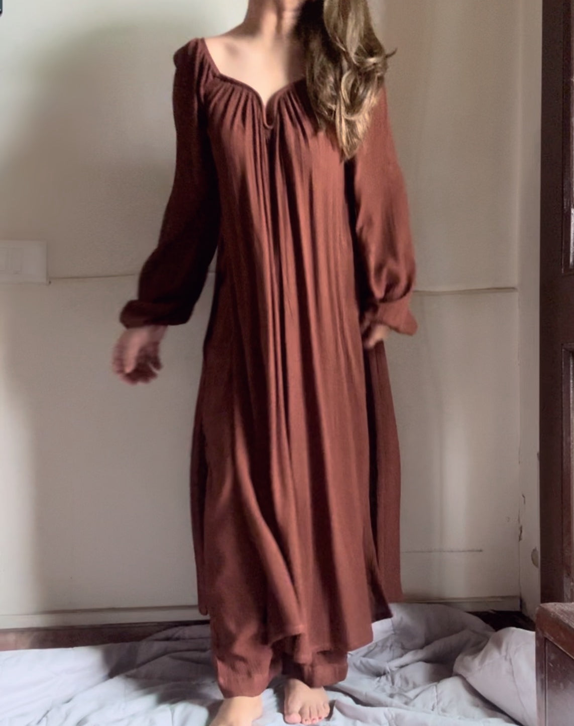 The Valentina Kurta Set : Coffee Brown