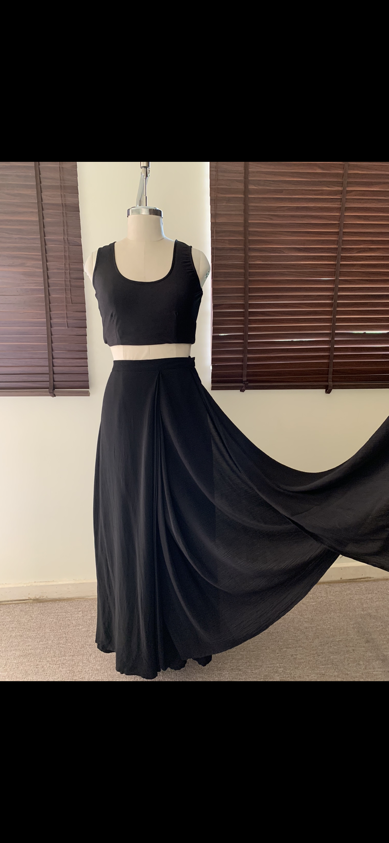 The Pre Draped Saree With Lycra Blouse : Black
