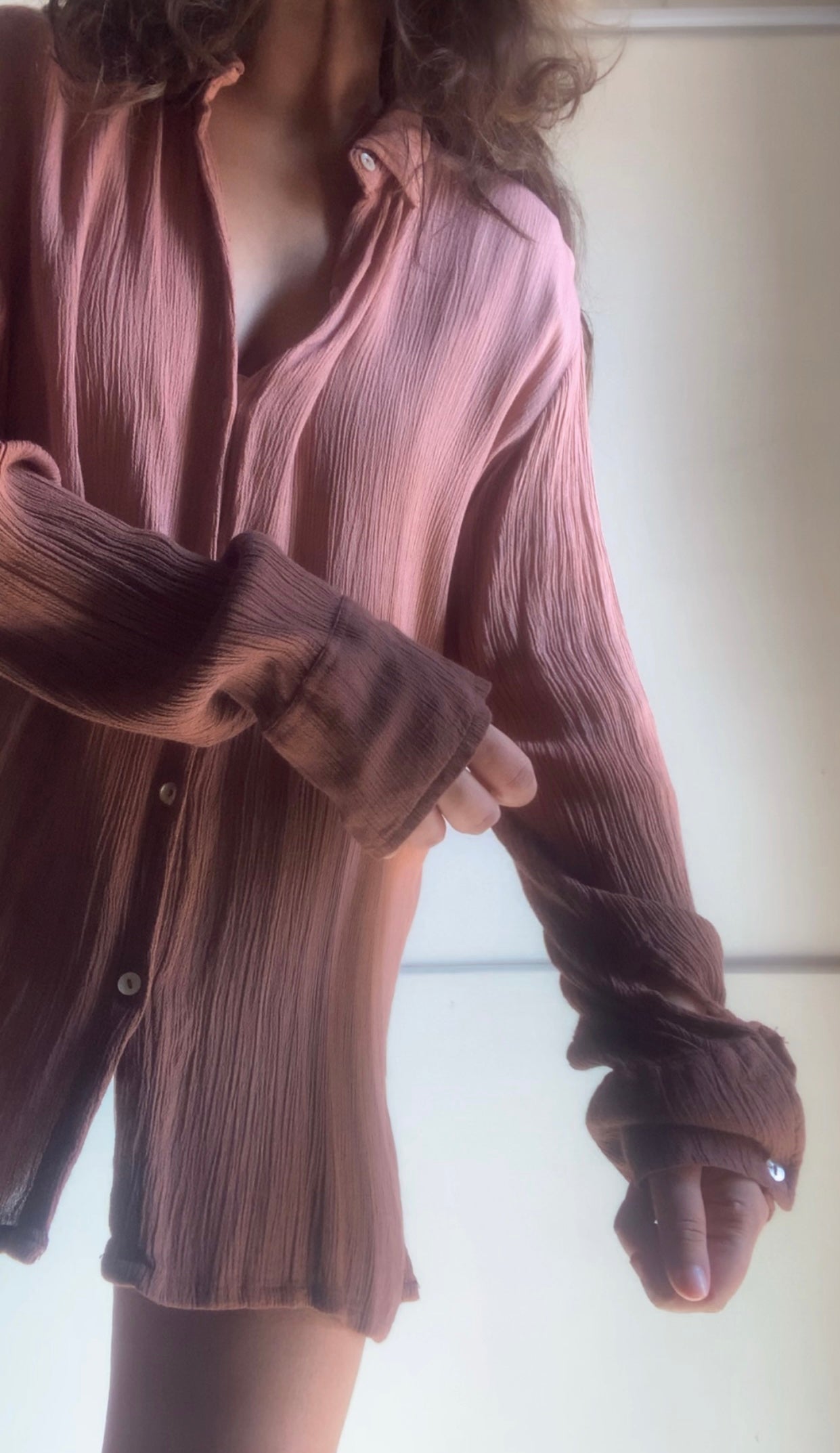 The Pluto Shirt : Dusty Mauve Rose & Brown Ombré