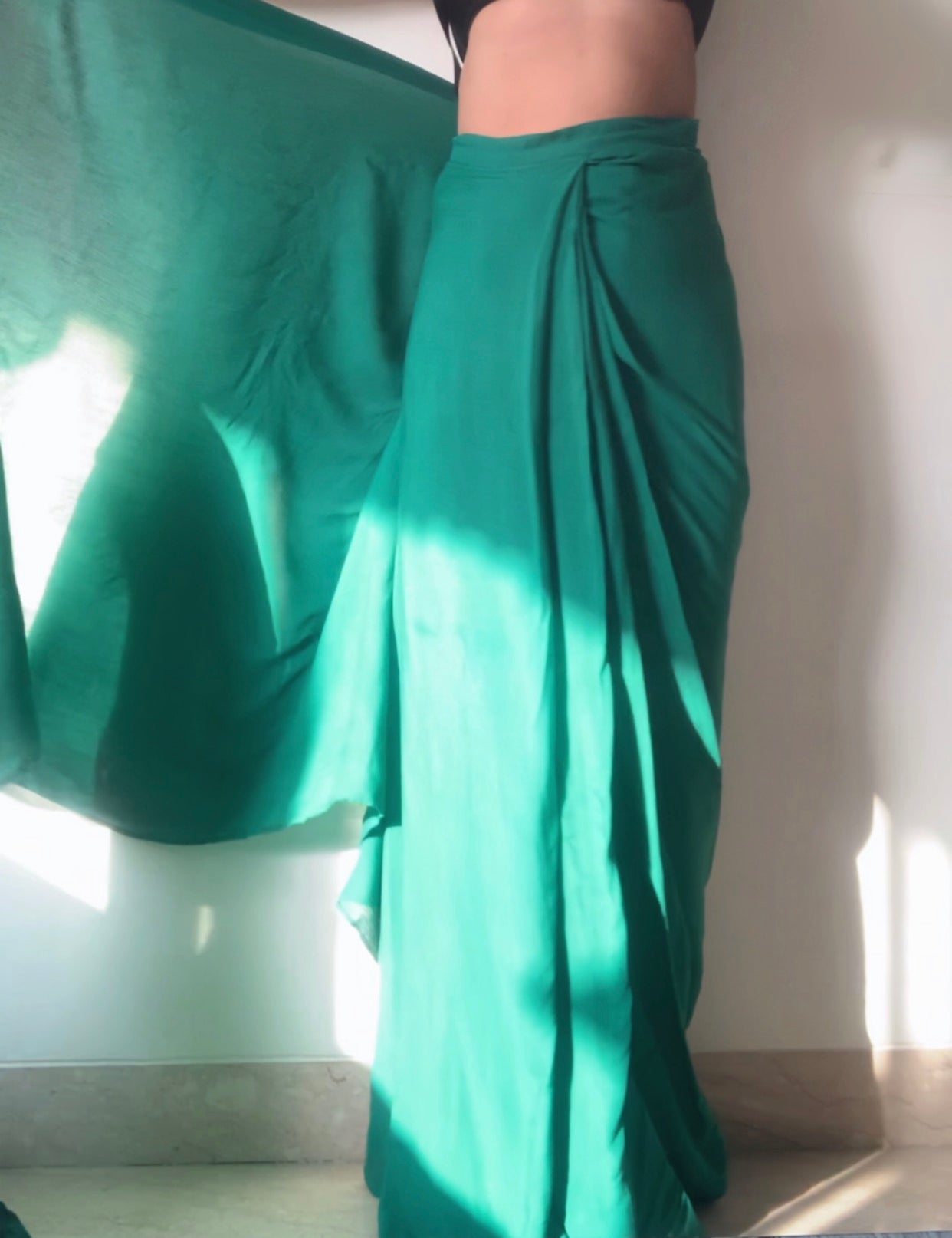 The Pre Draped Saree : Jade Green