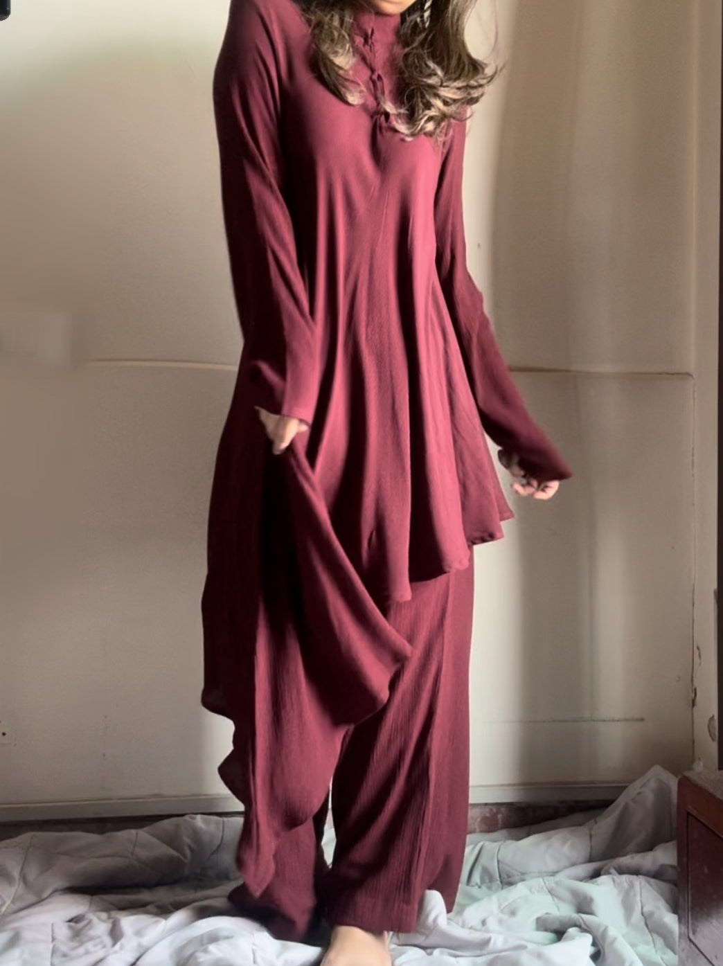 The Cora With Sleeves : Oxblood Red