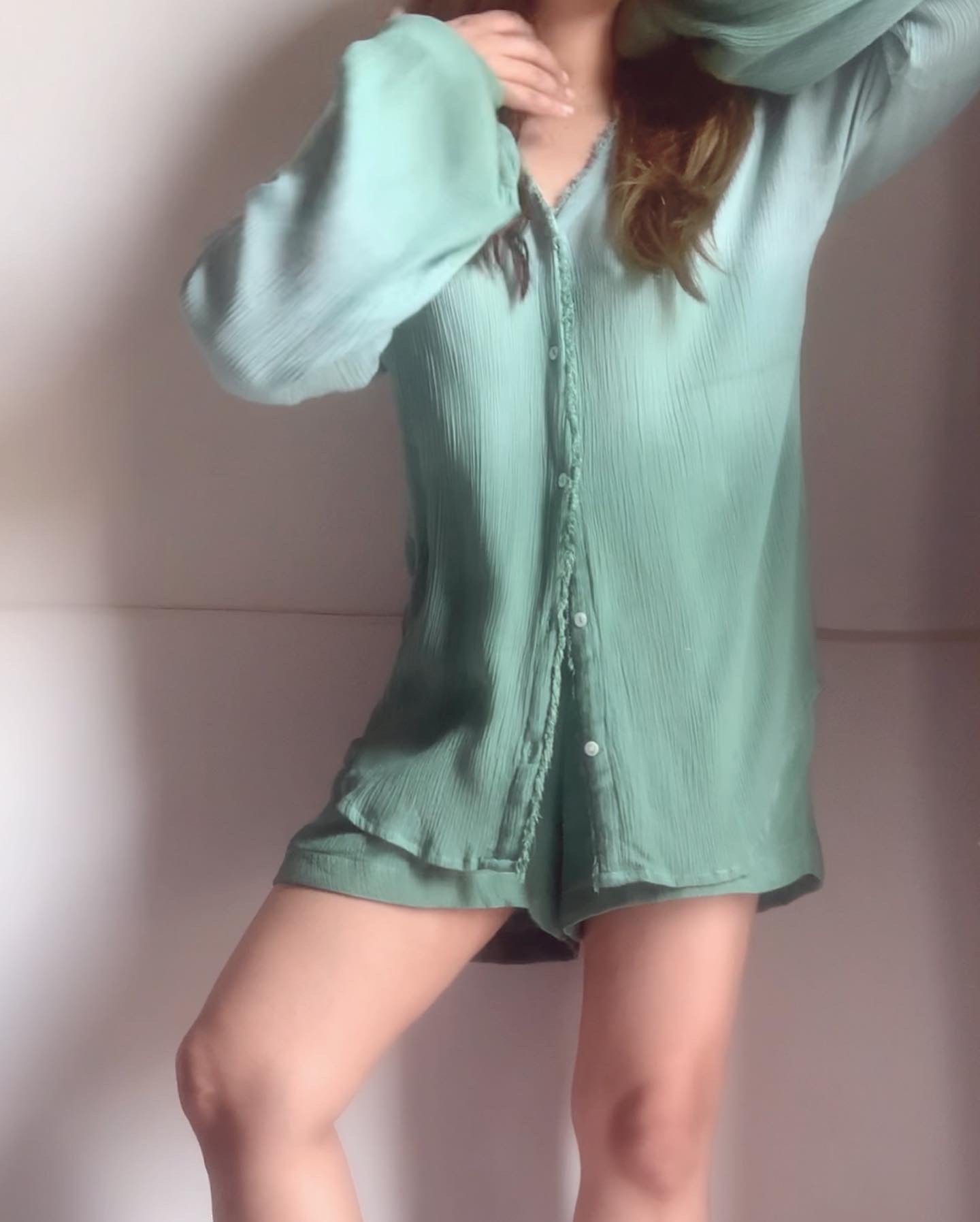 The Wavelet Shorts Set : Mist Green ombré