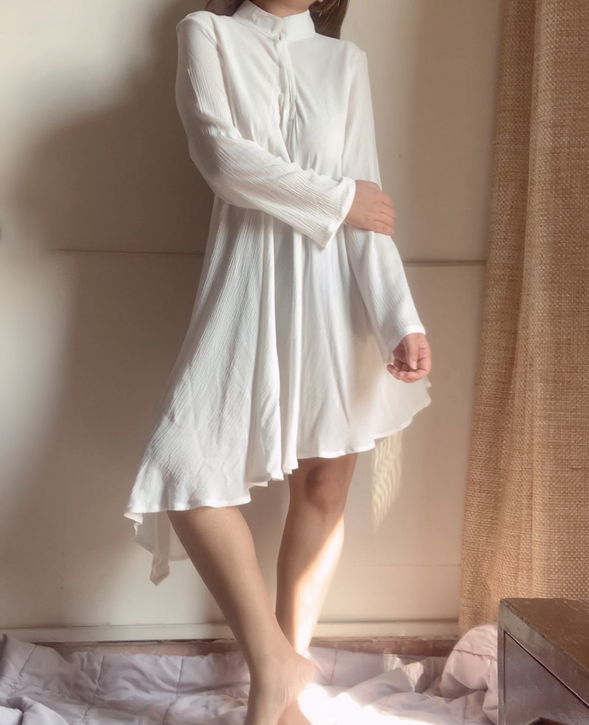 The Cora Top With Sleeves : White