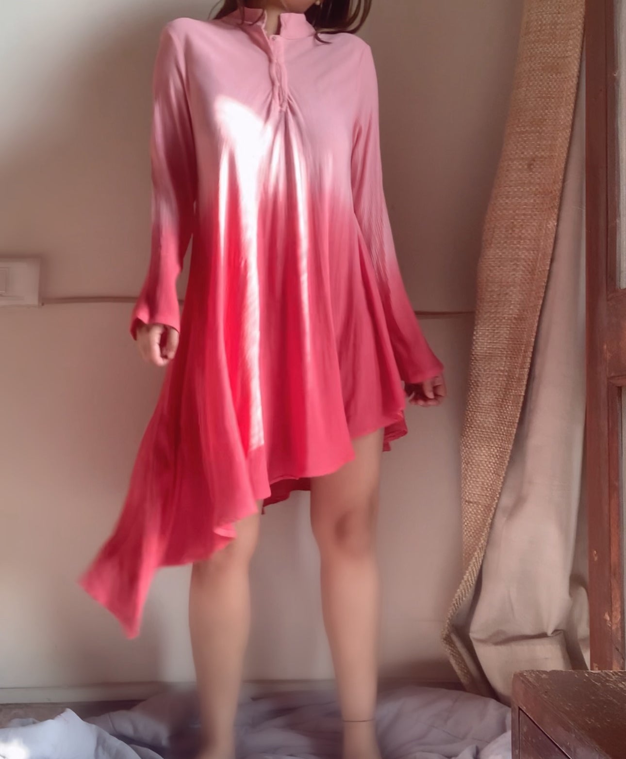 The Cora Top With Sleeves : Light Pink Ombré
