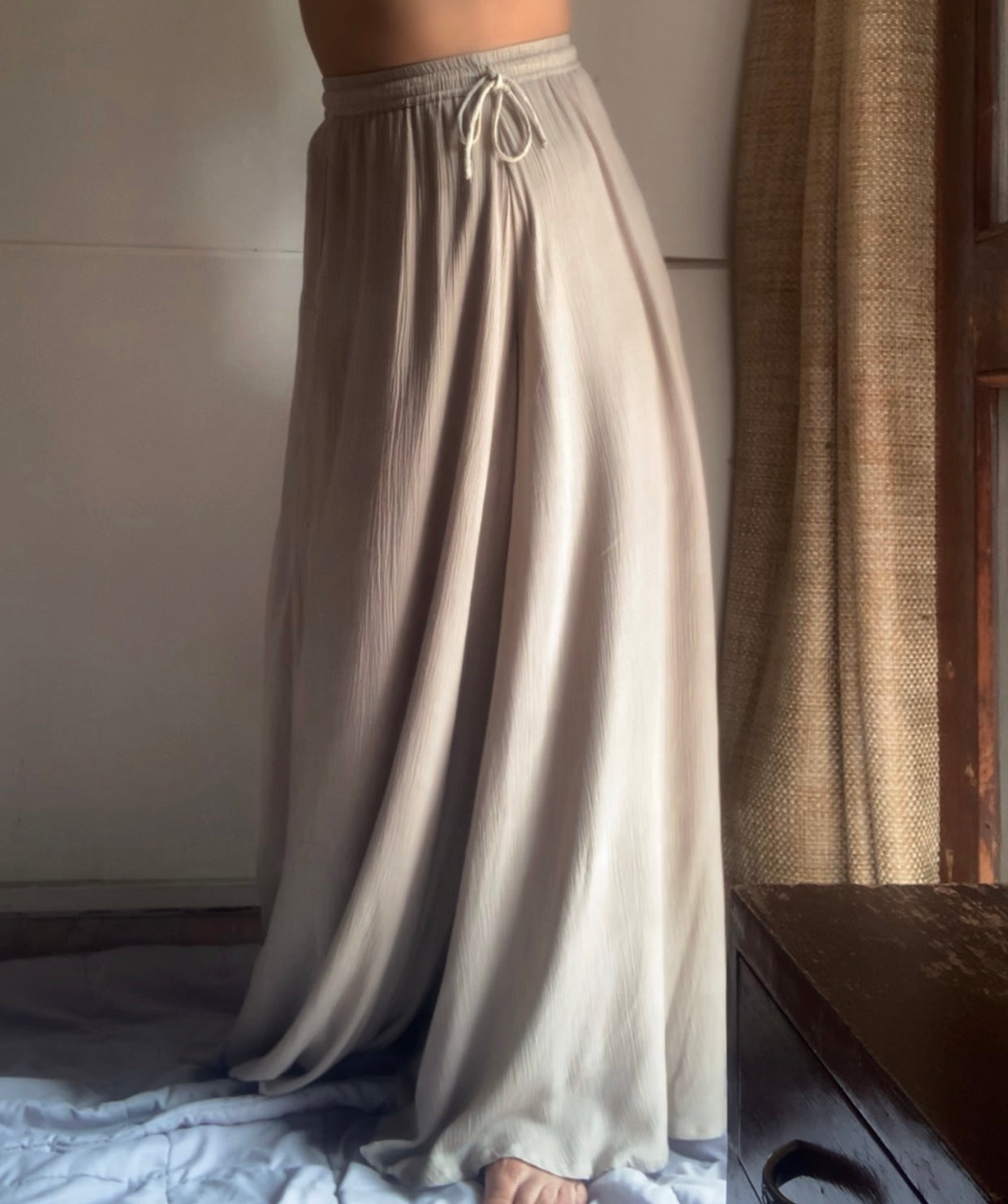 Anti Fit Top + Flared Pants : Beige Tonal
