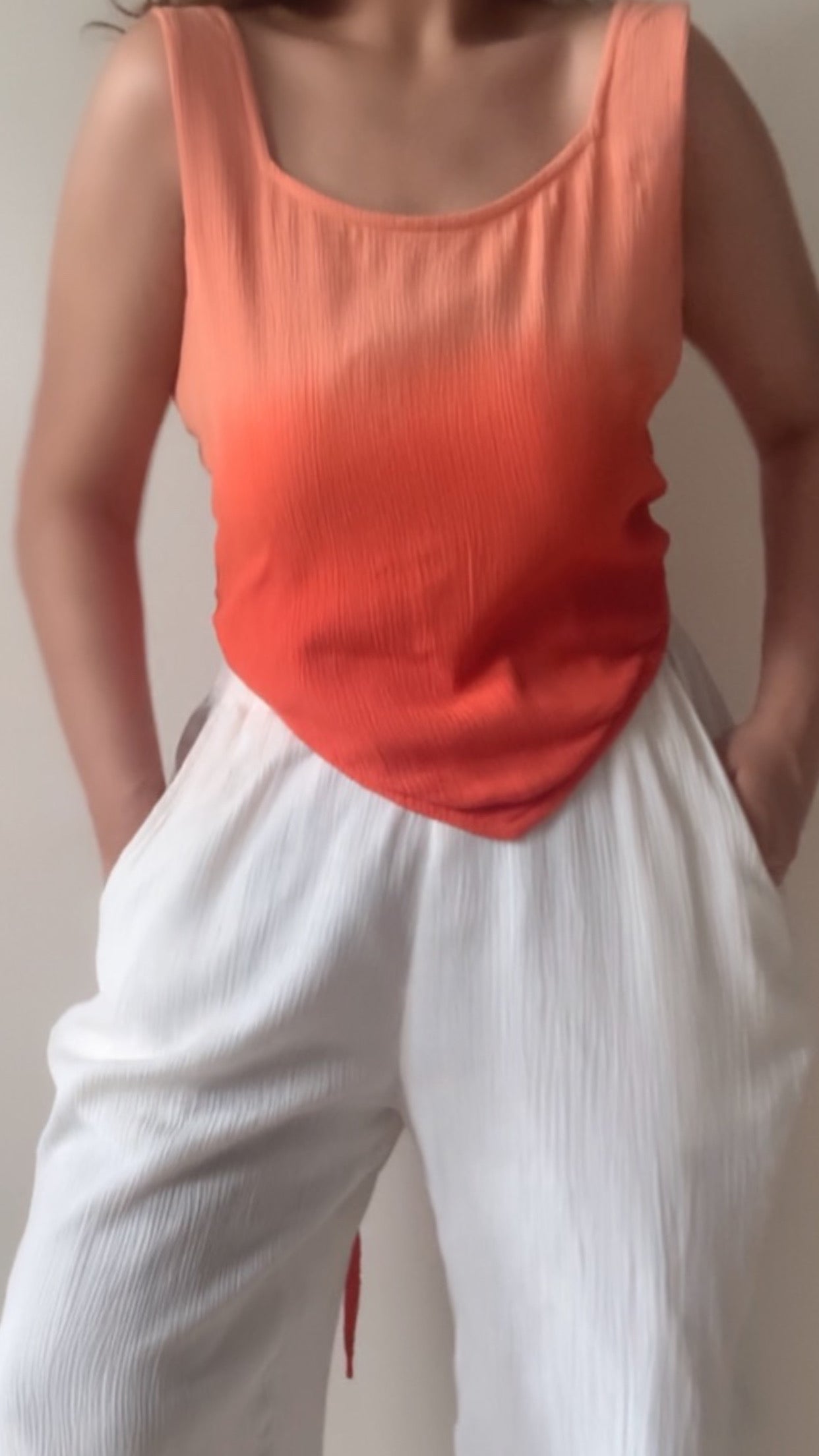 THE SCARF TOP : Peach And Orange Ombré