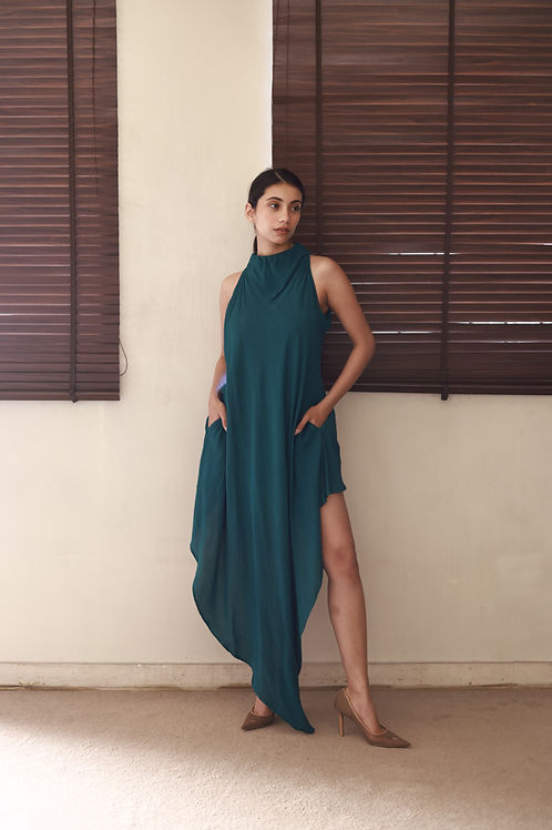 The Aqua Mist Dress : Forest Green