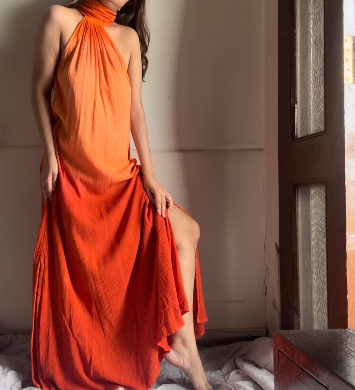 The Tropical Sunset Dress : Peach And Orange Ombre