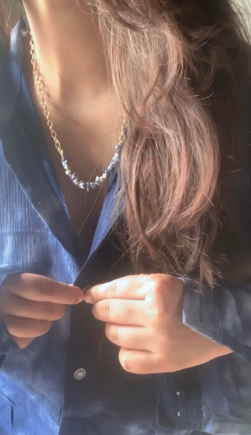 DARK SEVEN SEAS SAND SHIRT + LAPIS CHAIN