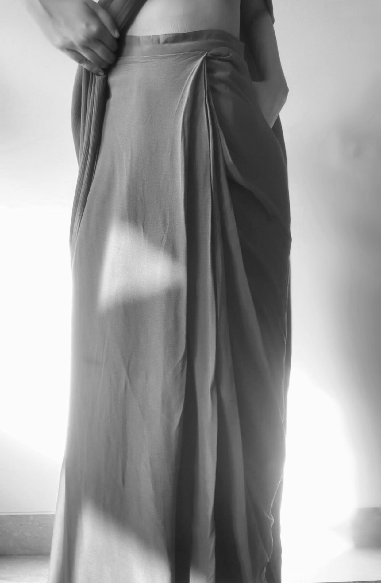 The Pre Draped Saree With Blouse : Red
