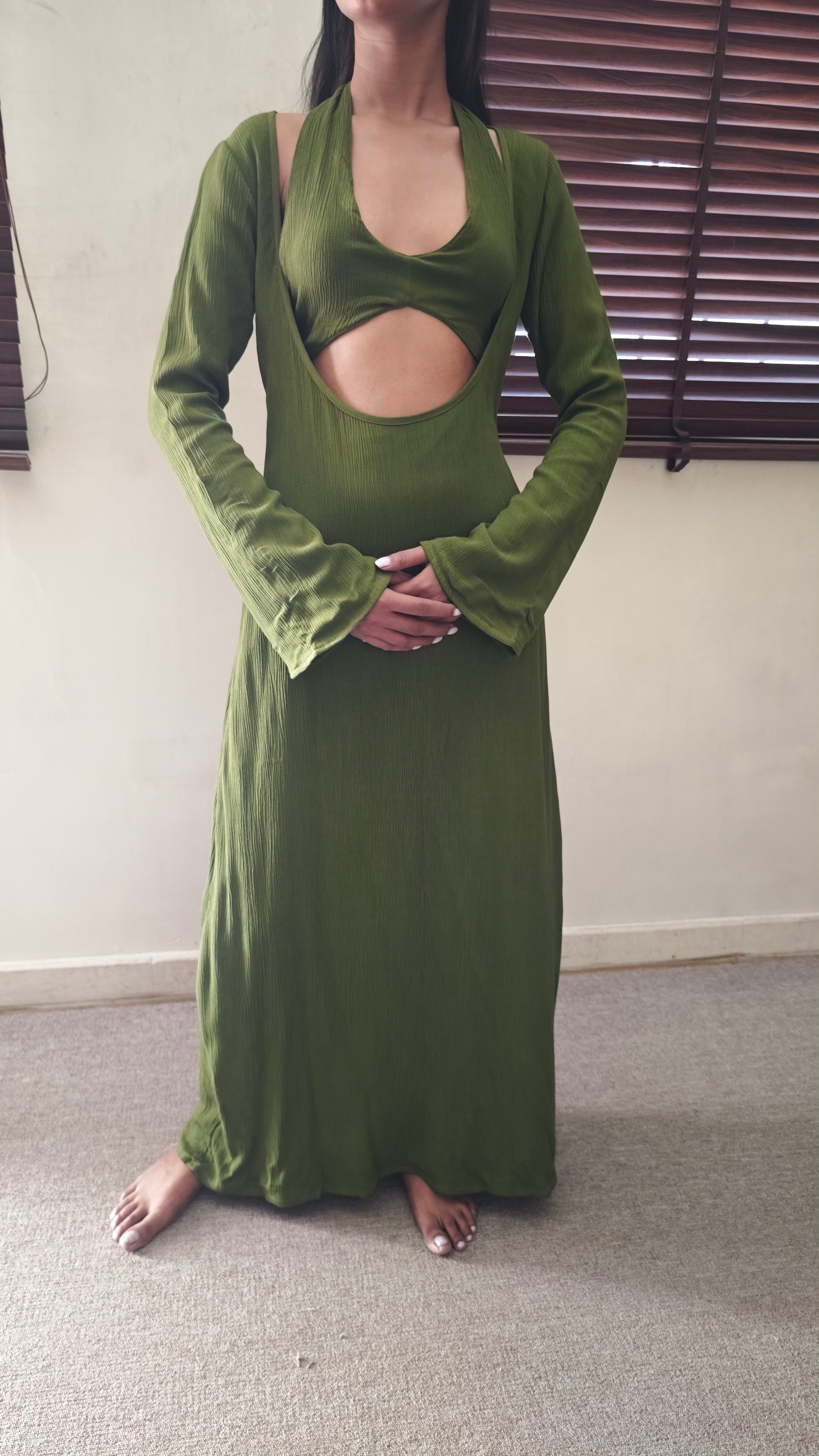 The Mossy Cove Dress : Light Olive