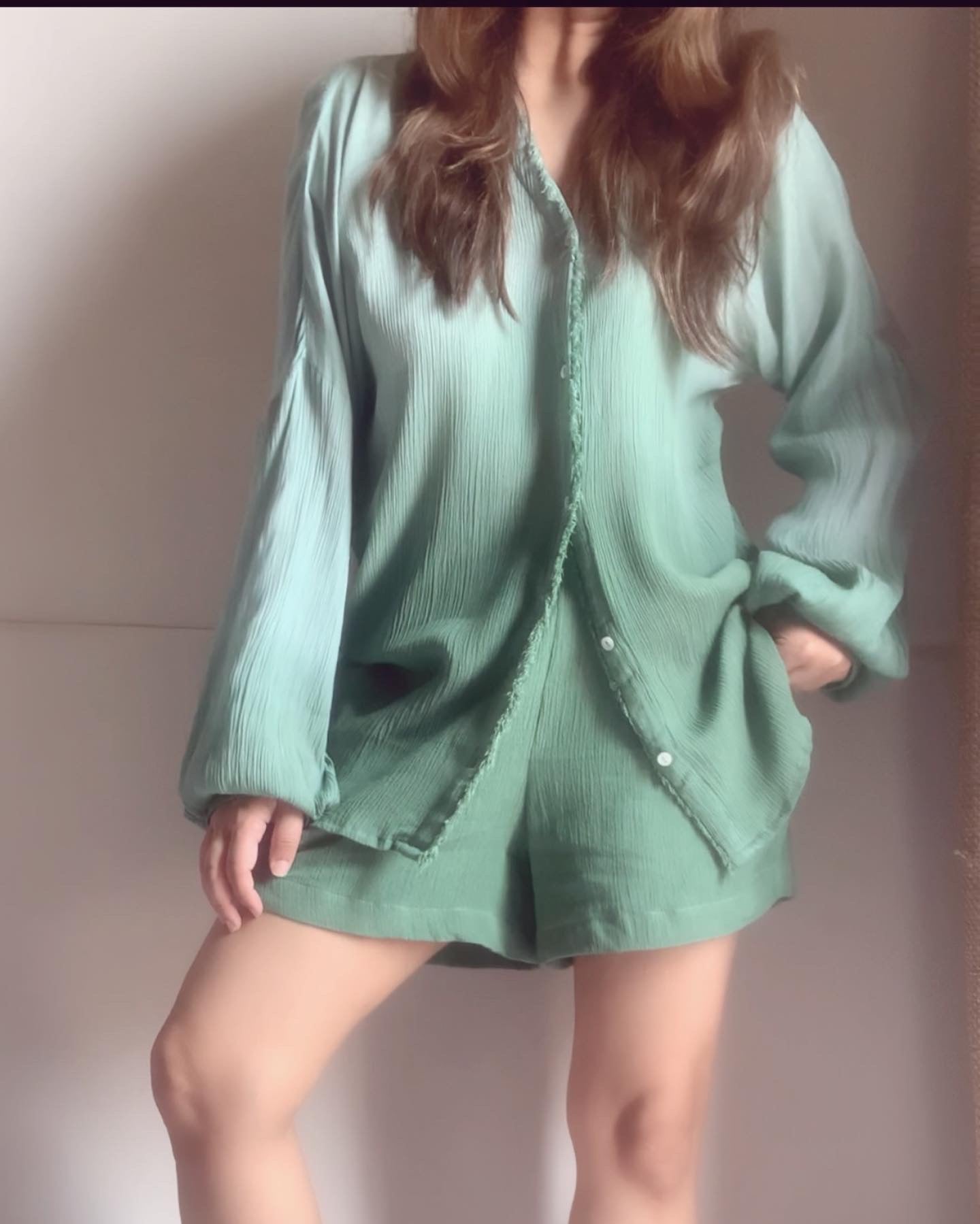 The Wavelet Shorts Set : Mist Green ombré