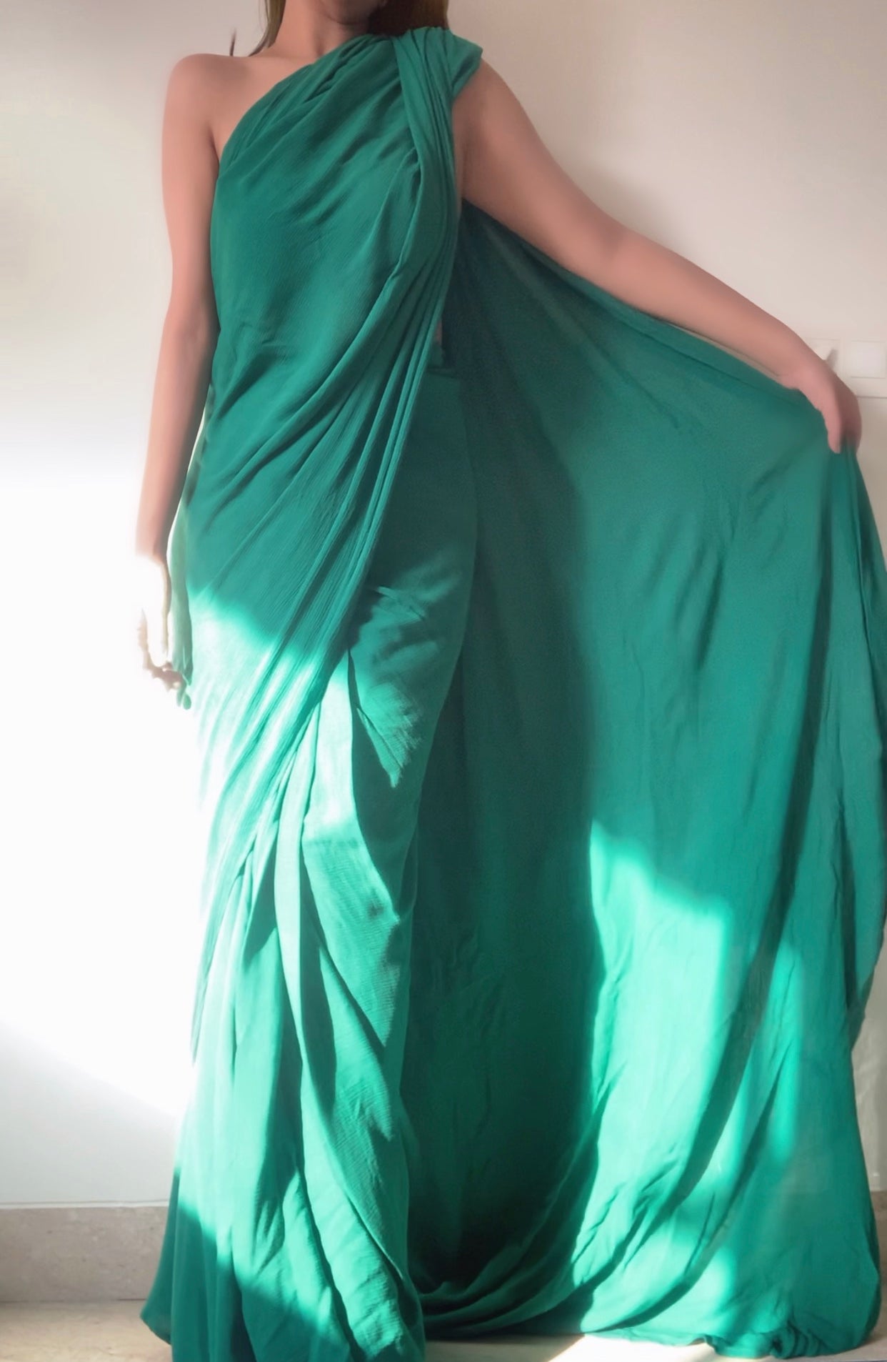 The Pre Draped Saree : Jade Green