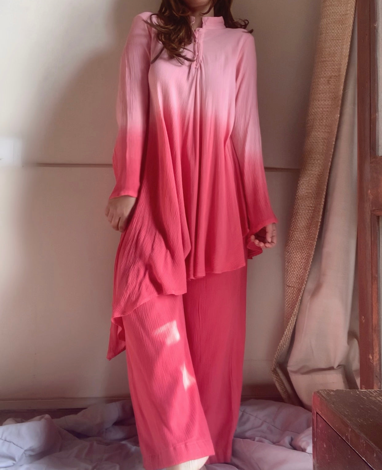The Cora Set With Sleeves : Light Pink Ombré
