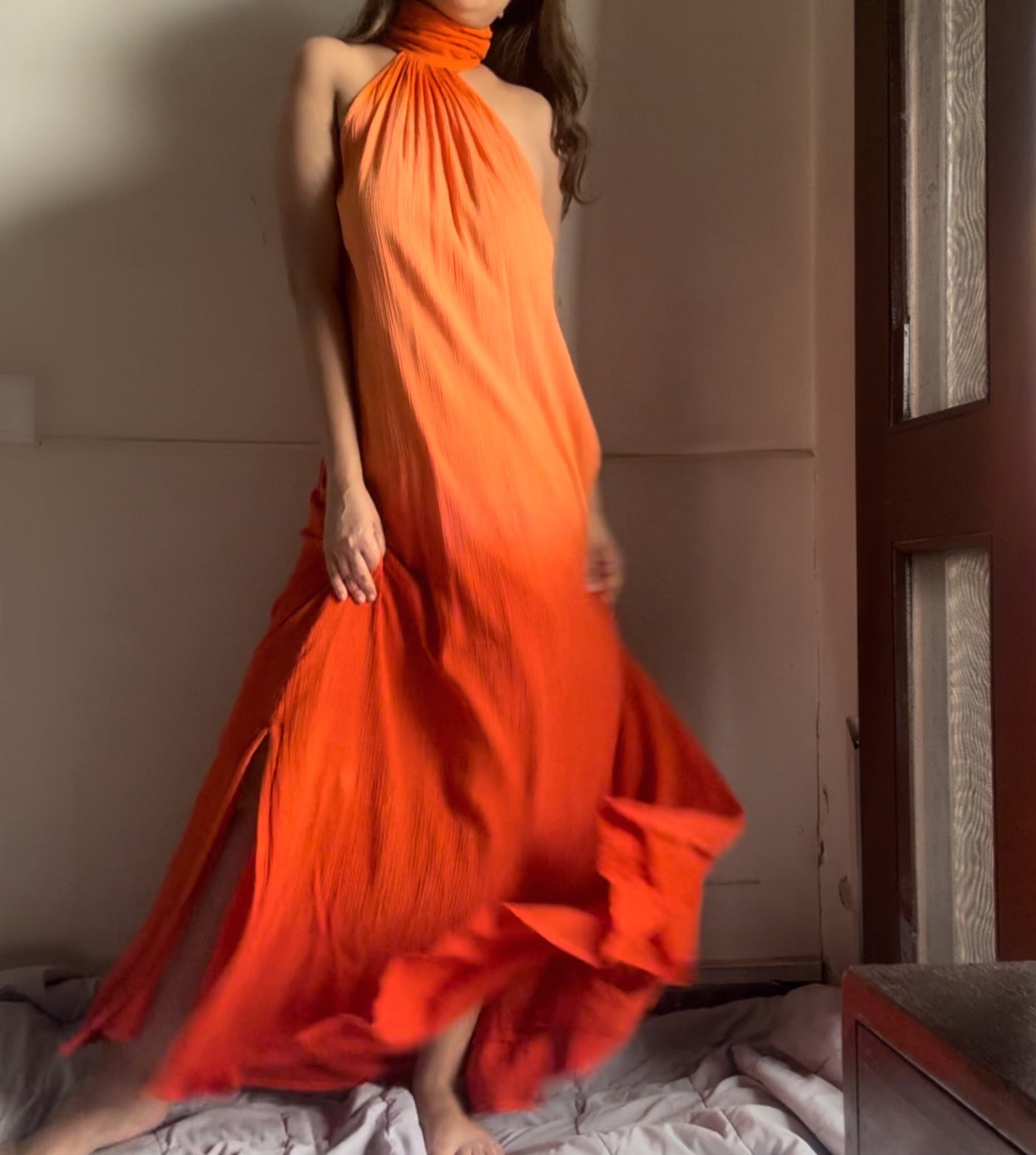 The Tropical Sunset Dress : Peach And Orange Ombre