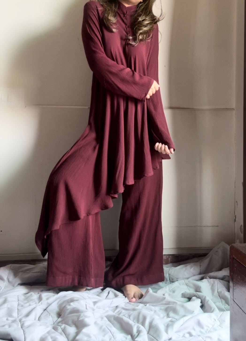 The Cora With Sleeves : Oxblood Red