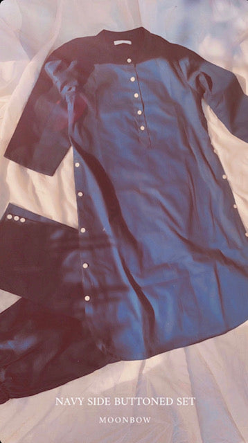 NAVY SIDE BUTTONED SET
