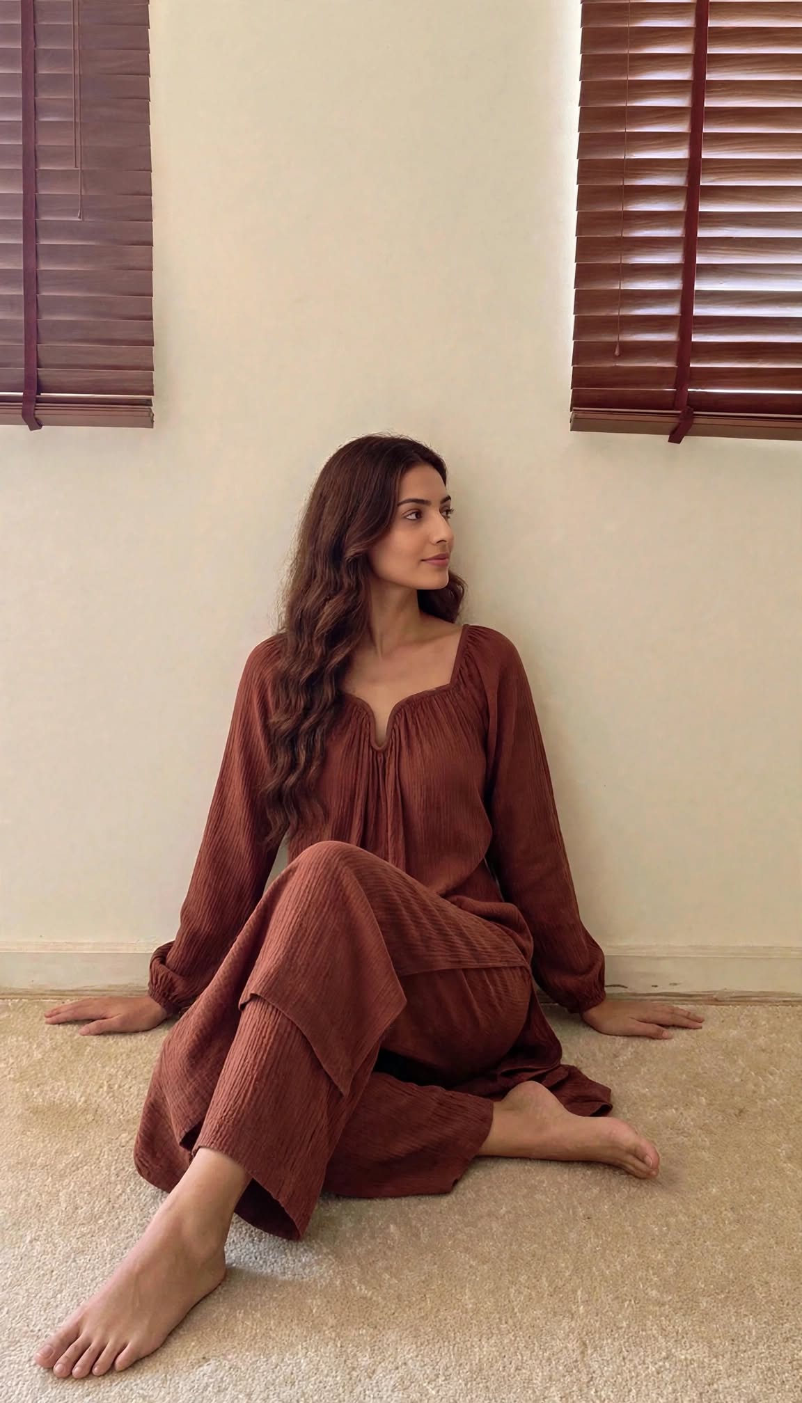 The Valentina Kurta Set : Coffee Brown