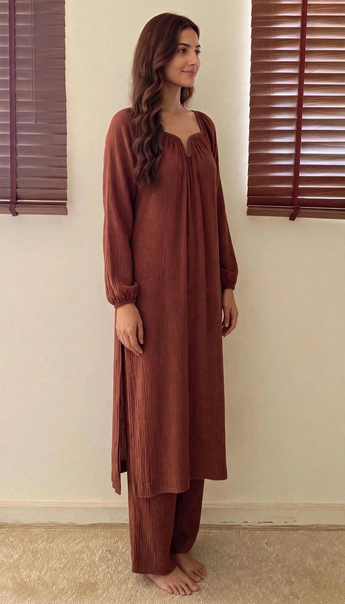 The Valentina Kurta Set : Coffee Brown