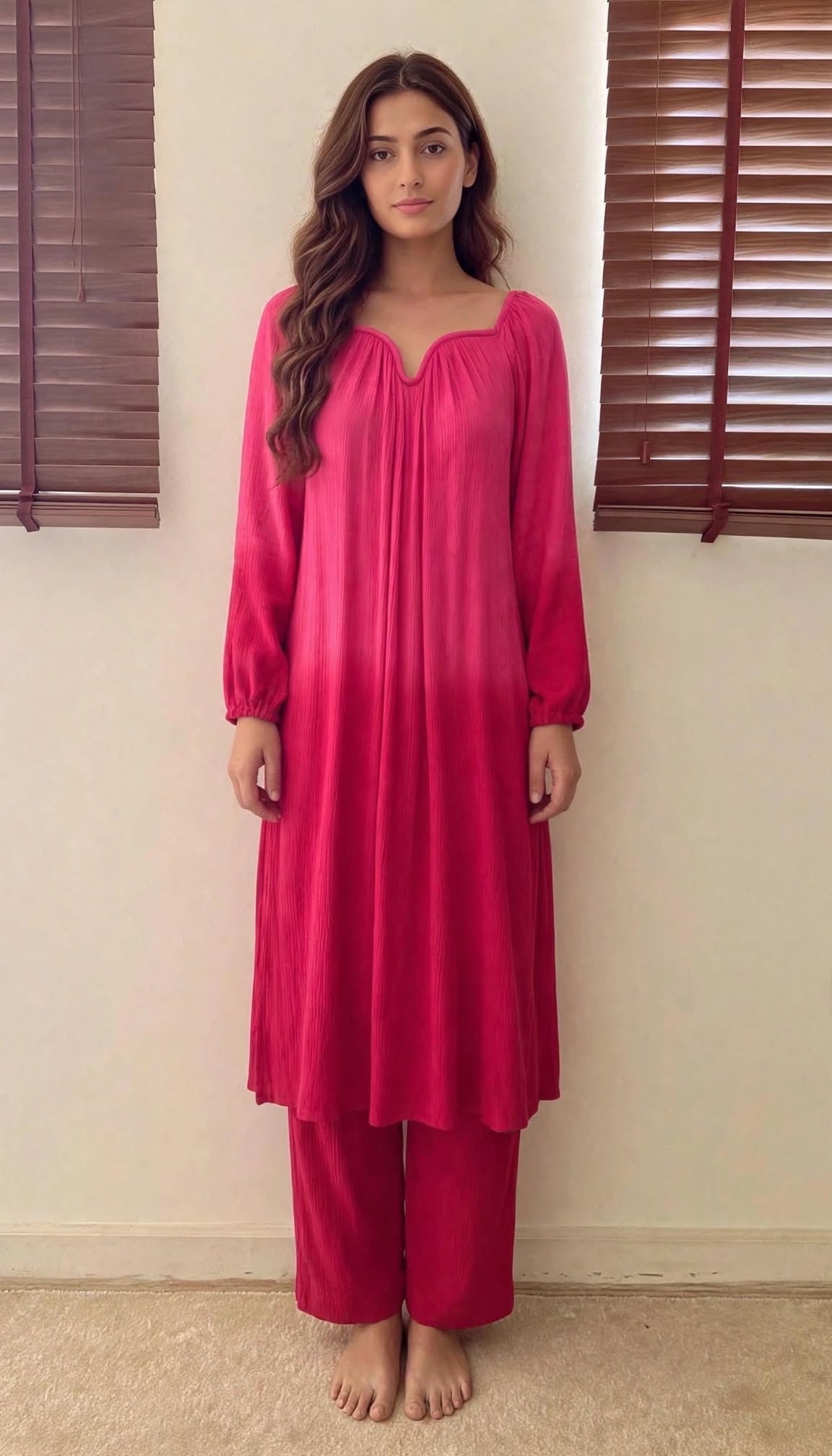 The Valentina Kurta Set : Fuchsia Ombré