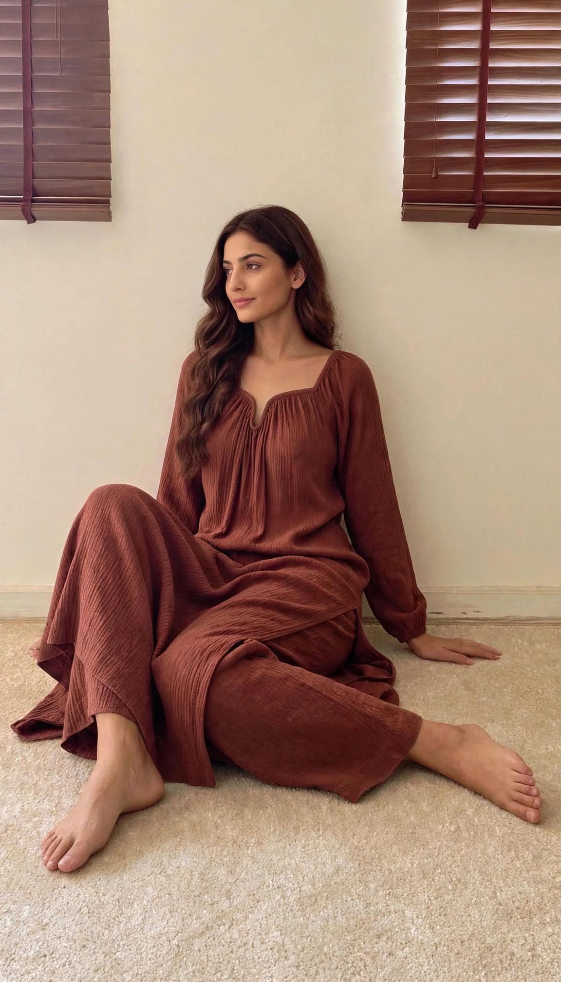 The Valentina Kurta Set : Coffee Brown