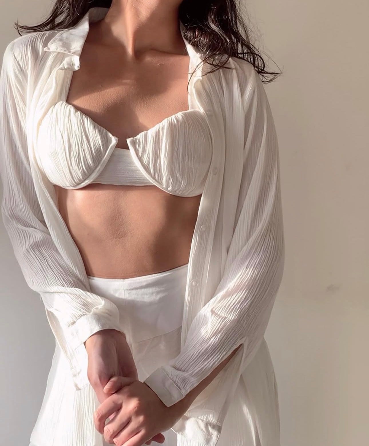 The Sand Shirt + The Shell Bralette : White