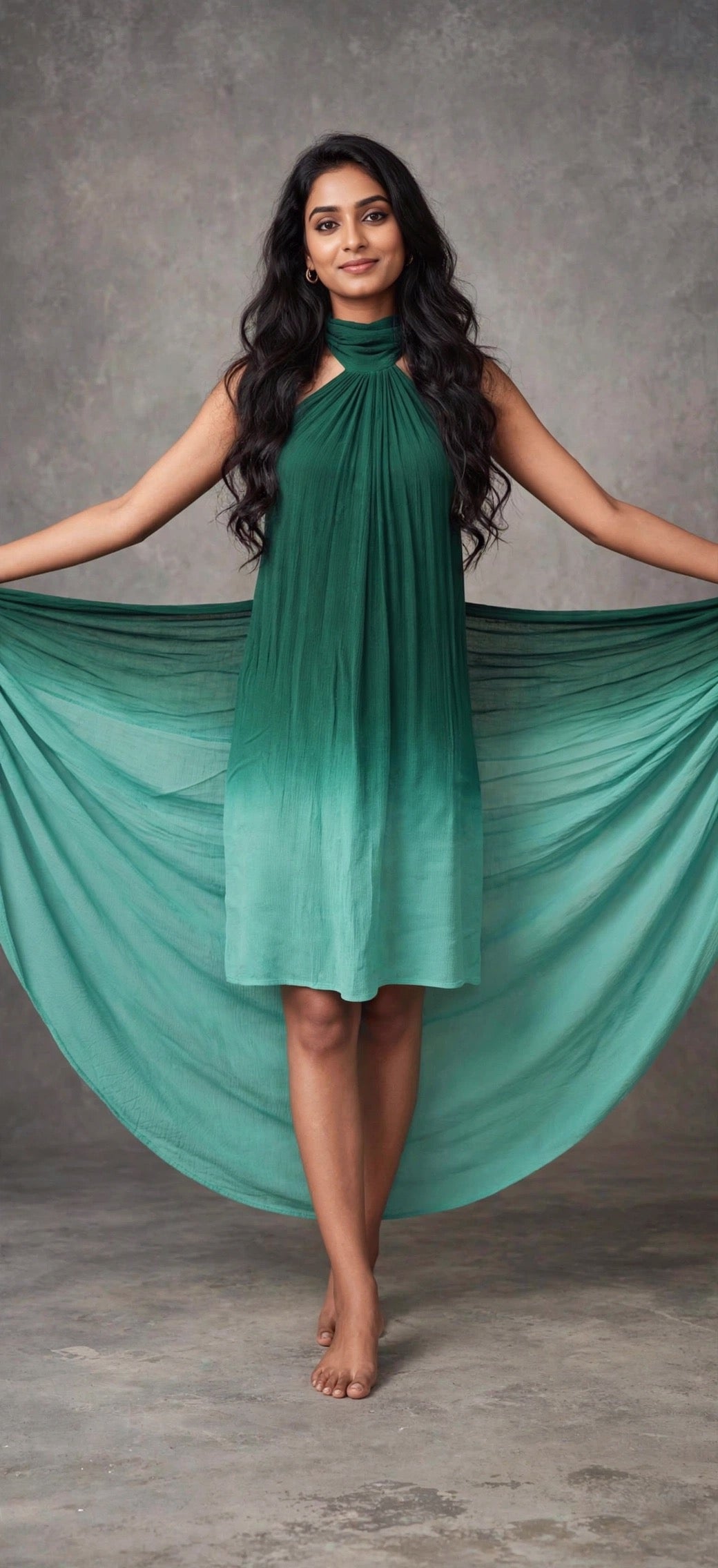 The Island Breeze Dress : Dark Green To Mint Ombré