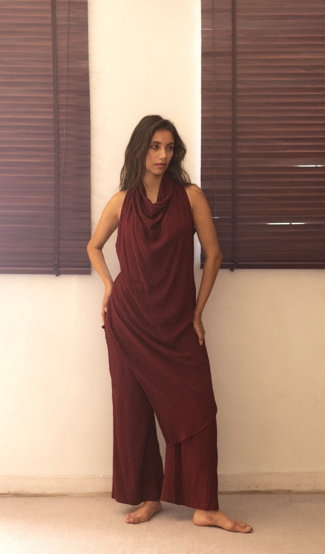 The Wave Drape Set : Hickory Brown