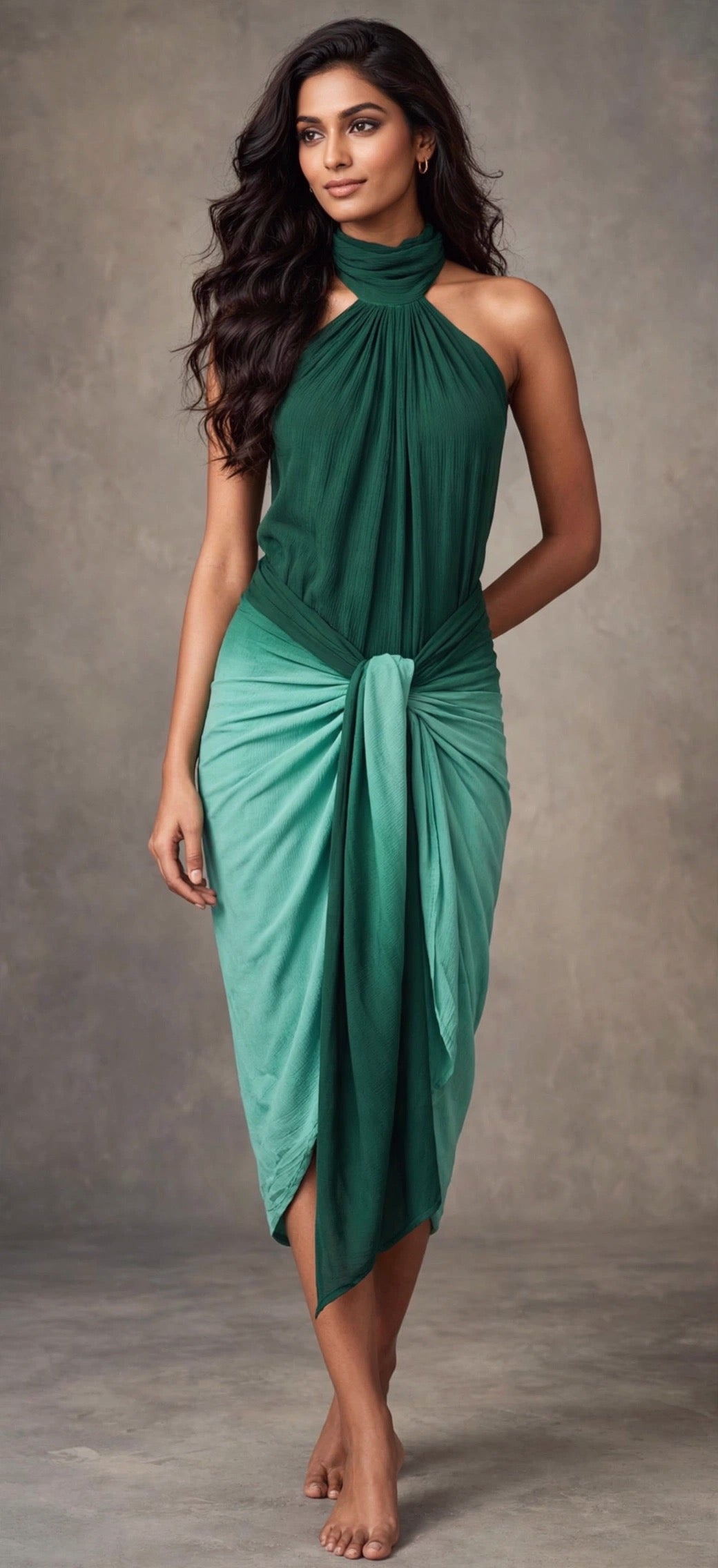 The Island Breeze Dress : Dark Green To Mint Ombré