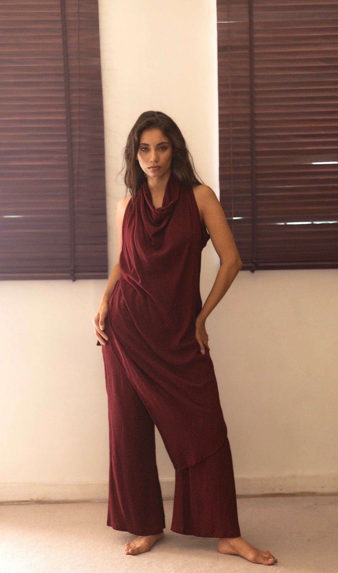 The Wave Drape Set : Hickory Brown