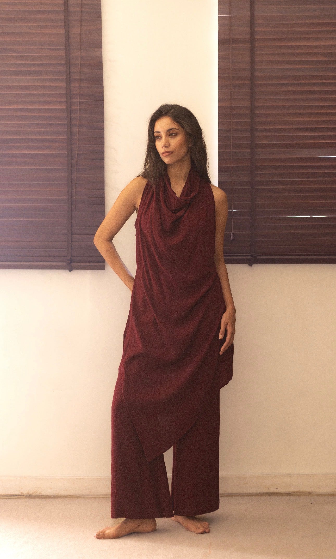 The Wave Drape Set : Hickory Brown