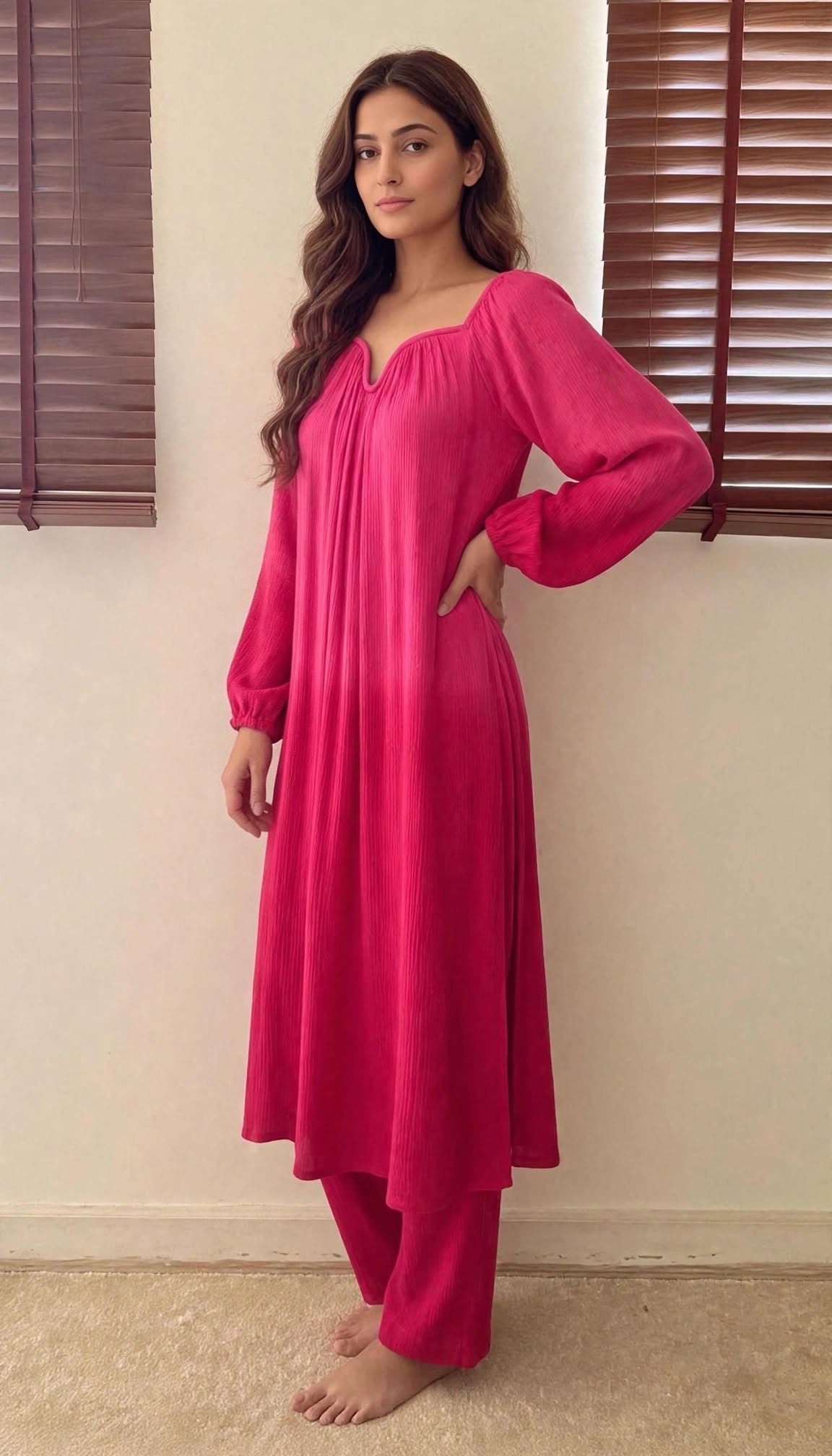 The Valentina Kurta Set : Fuchsia  Ombré