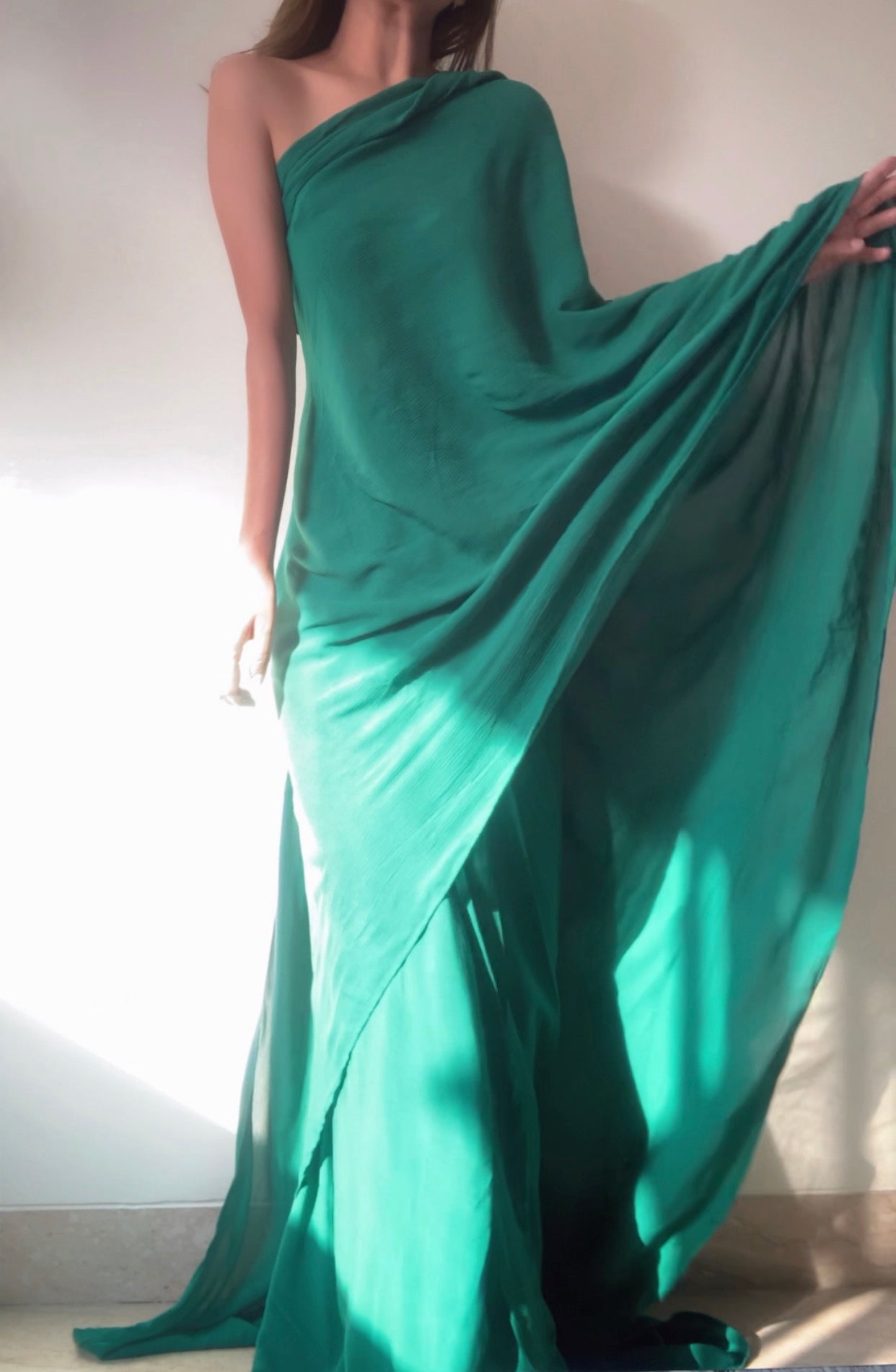The Pre Draped Saree : Jade Green