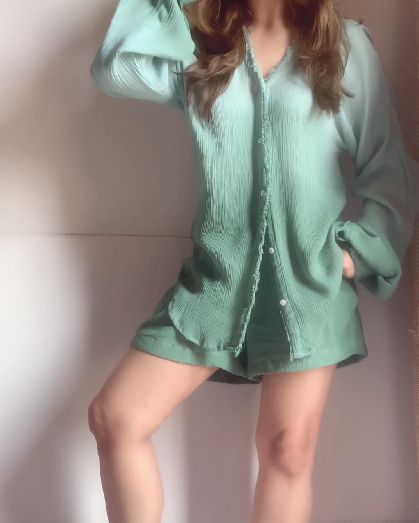 The Wavelet Shorts Set : Mist Green ombré