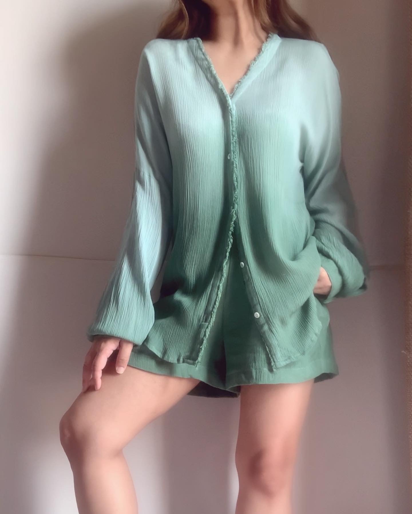 The Wavelet Shorts Set : Mist Green ombré