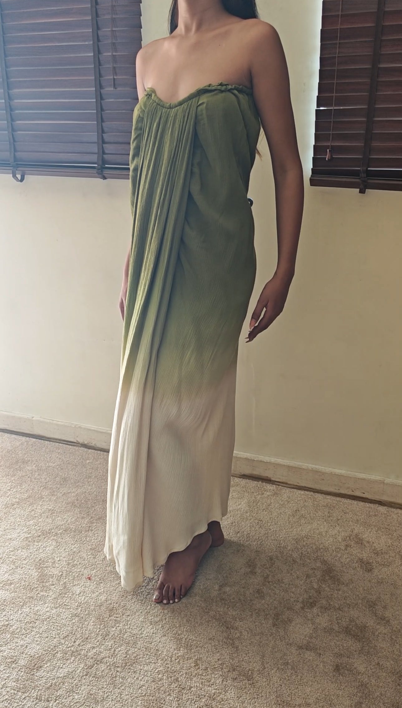 The Celestial Meadow Maxi : Olive to Off White Ombre