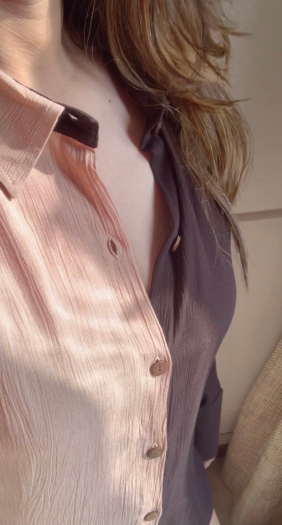 THE HALO SHIRT : Beige + Choc Brown