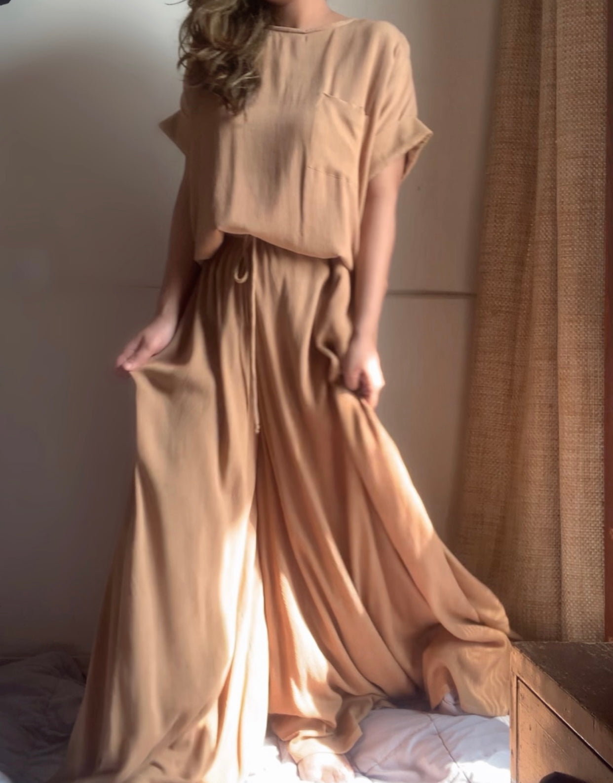 Anti Fit Top + Flared Pants : Camel