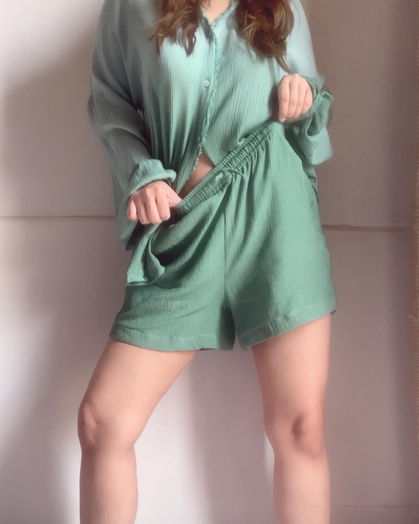 The Wavelet Shorts Set : Mist Green ombré