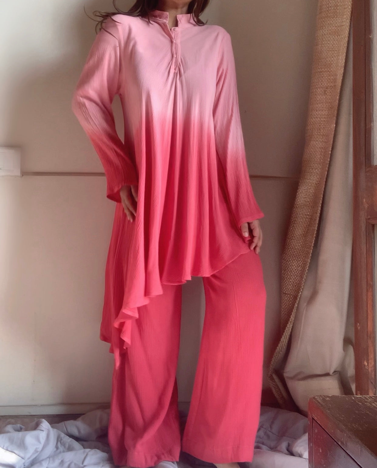 The Cora Set With Sleeves : Light Pink Ombré