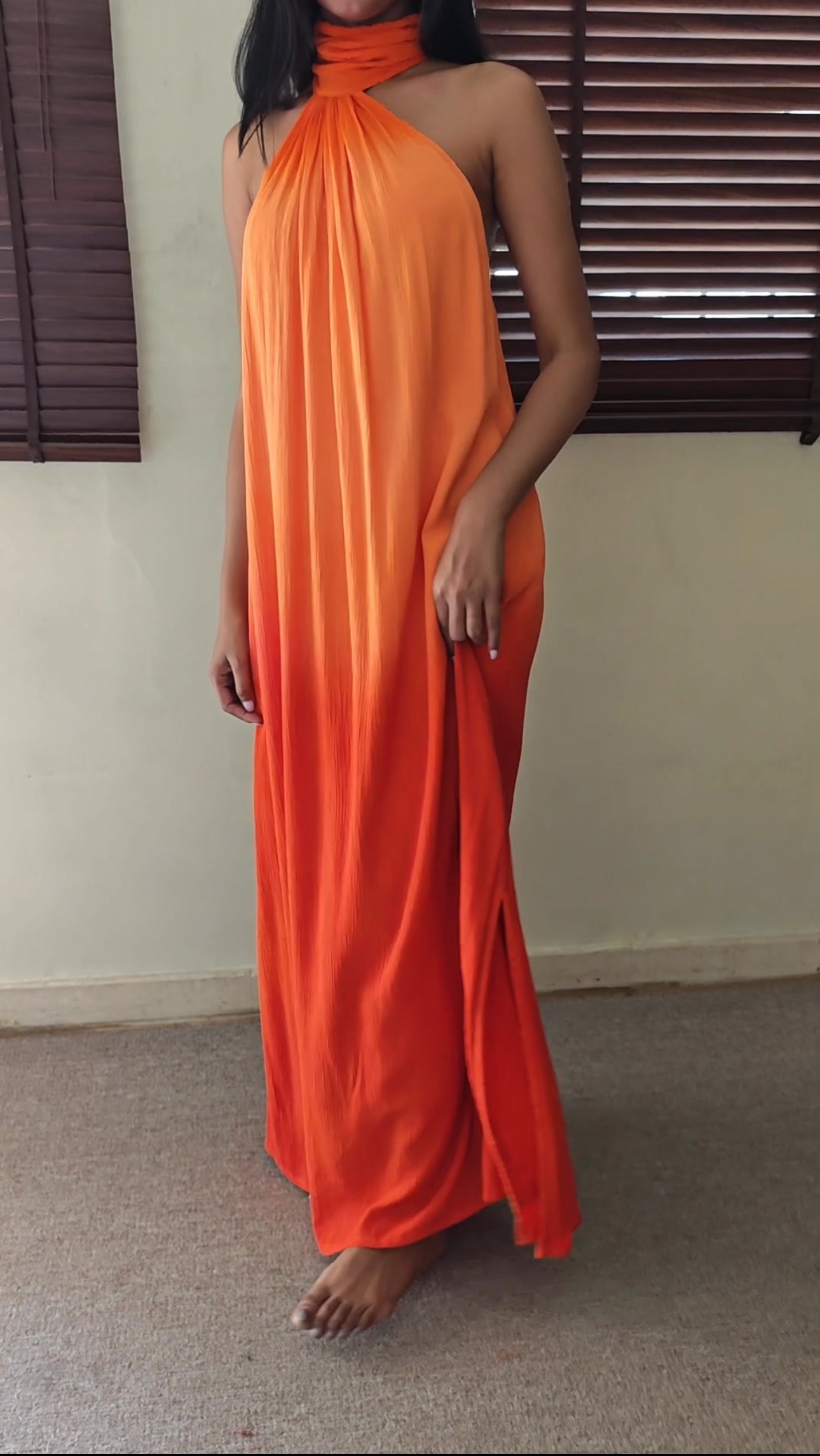 The Tropical Sunset Dress : Peach And Orange Ombre